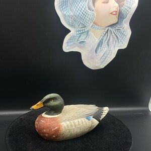 Vintage 1983 Polychromatic Wood Mallard Drake Duck Signed 5.5”